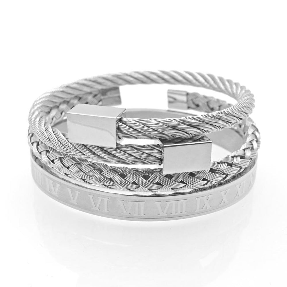 Wholesale Stainless Steel Hex Roman Numeral Bracelet